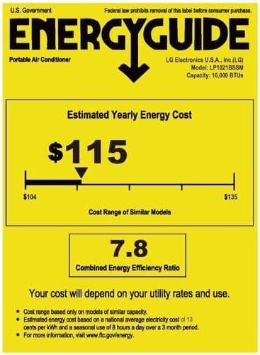 LG 10,000 BTU DOE / 14,000 BTU ASHRAE Smart Portable Air Conditioner, Cools 450 Sq.Ft.