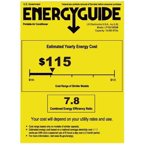 LG 10,000 BTU DOE / 14,000 BTU ASHRAE Smart Portable Air Conditioner, Cools 450 Sq.Ft.