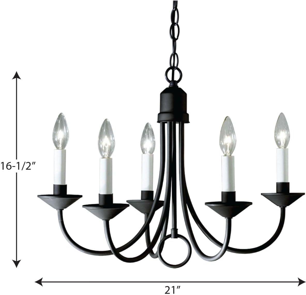 Trinity Textured Black 5-Light Chandelier with White Candle Covers