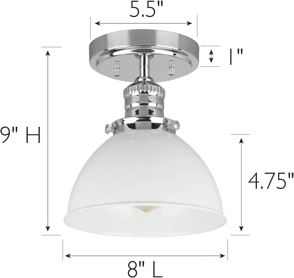 Savannah Chrome and White Semi Flush Ceiling Light Fixture