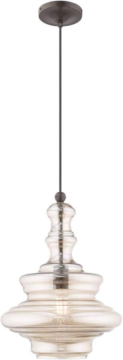 Livex Lighting Art Glass 1 - Light Pendant in  English Bronze