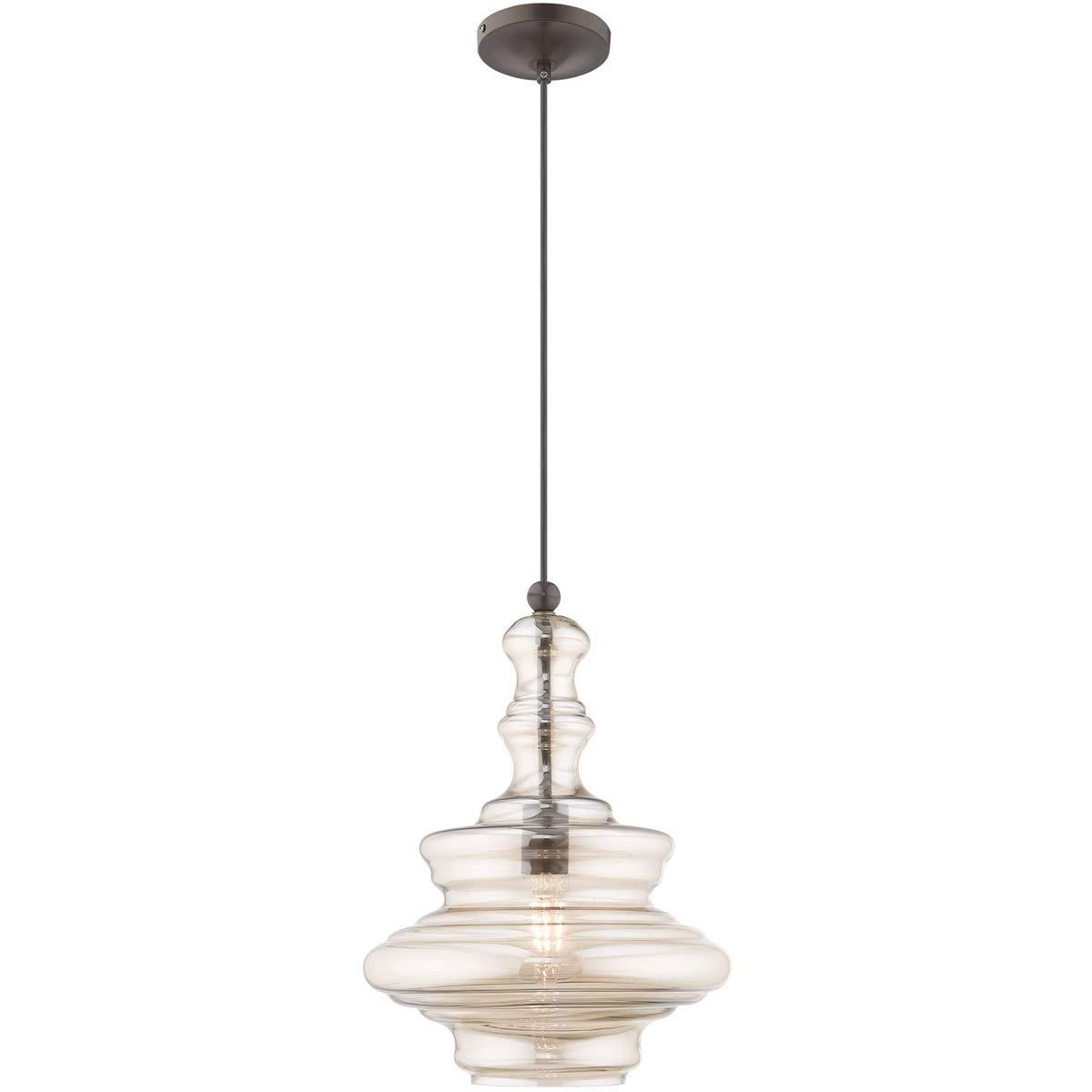 Livex Lighting Art Glass 1 - Light Pendant in  English Bronze