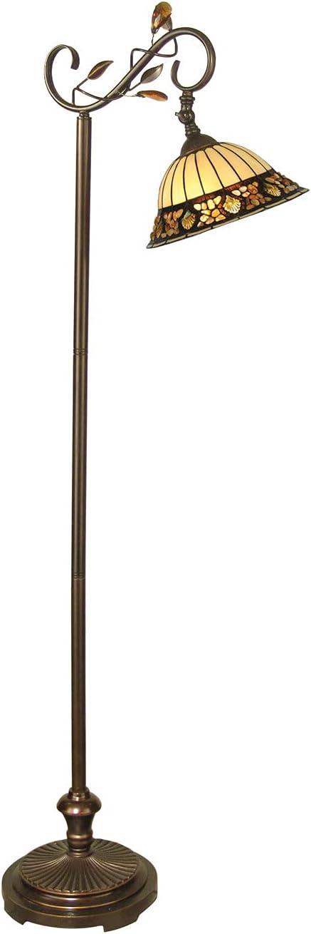 Arcadian Bronze 60'' Stained Glass Floor Lamp with Pebble Detail