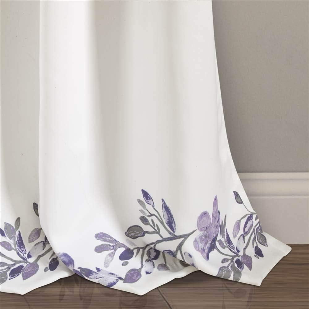 Lush Decor Tanisha Room Darkening 95" x 52" + 2" Header Floral Purple 3" Rod Pocket Pair Window Panel