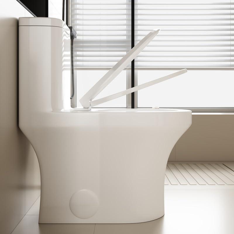 Albriya A1854 One Piece Toilet, Modern Elongated Toilet Power Dual Flush 1.1/1.6 GPF with Comfortable Chair Seat ADA Height 16 1/4’’ for Bathroom, 12’’ Rough-In, MaP 1000g, Grey