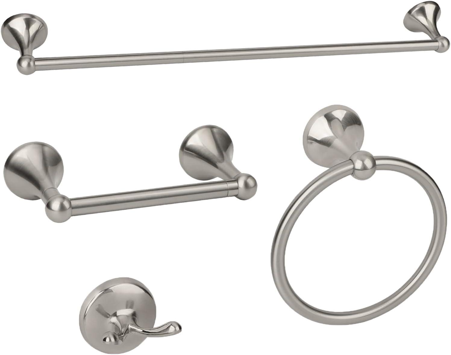 4-Piece Bathroom Hardware Accessory Set With 24" Towel Bar (Chrome Finish)
