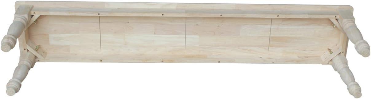 72" Shaker Style Bench with Turned Legs Unfinished - International Concepts: Solid Wood, Entryway Seating