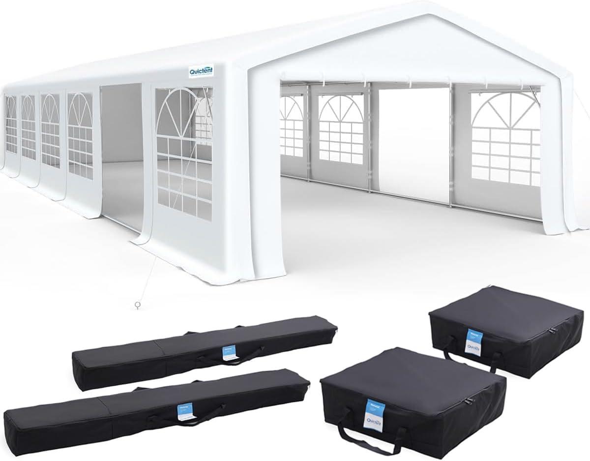 Quictent 20'x 40' Upgraded Galvanized Heavy Duty Gazebo Party Wedding Tent Canopy Carport Shelter with Carry Bags(20x40, White), Event Canopy