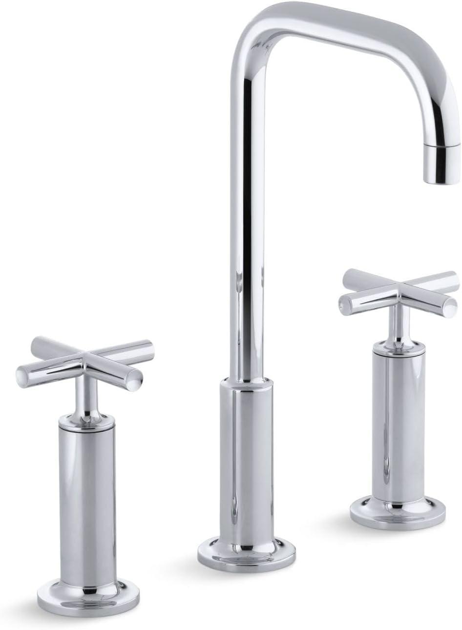 Purist High Gooseneck Chrome Faucet with Cross Handles