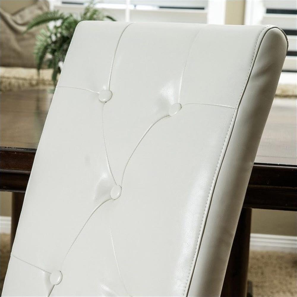 GDFStudio San Marcos Contemporary Tufted Dining Chairs (Set of 2), Ivory/Faux Leather