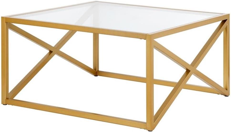 Square Brass Finish Coffee Table - Henn&Hart