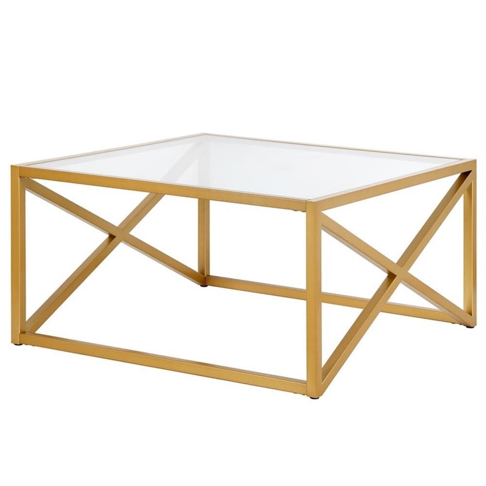 Evelyn&Zoe Calix 20" Wide Square Side Table, Brass
