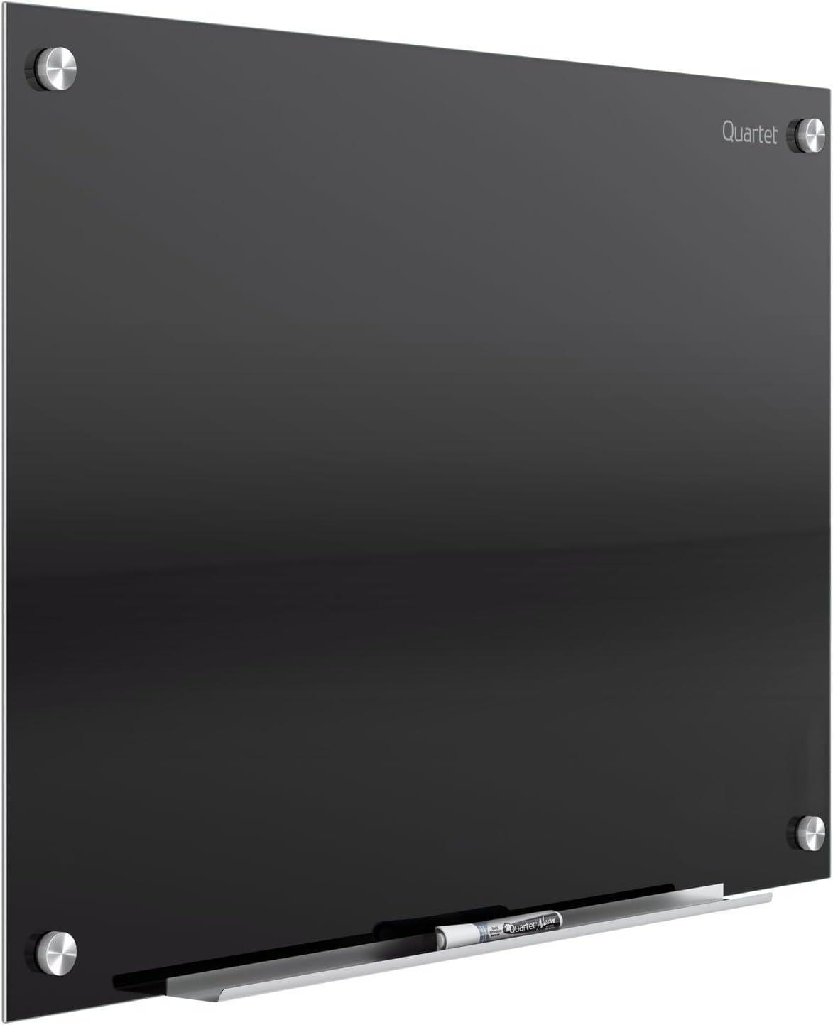 Quartet Infinity Glass Magnetic Dry-Erase Board, 36" x 24" (3' x 2'), Black Surface