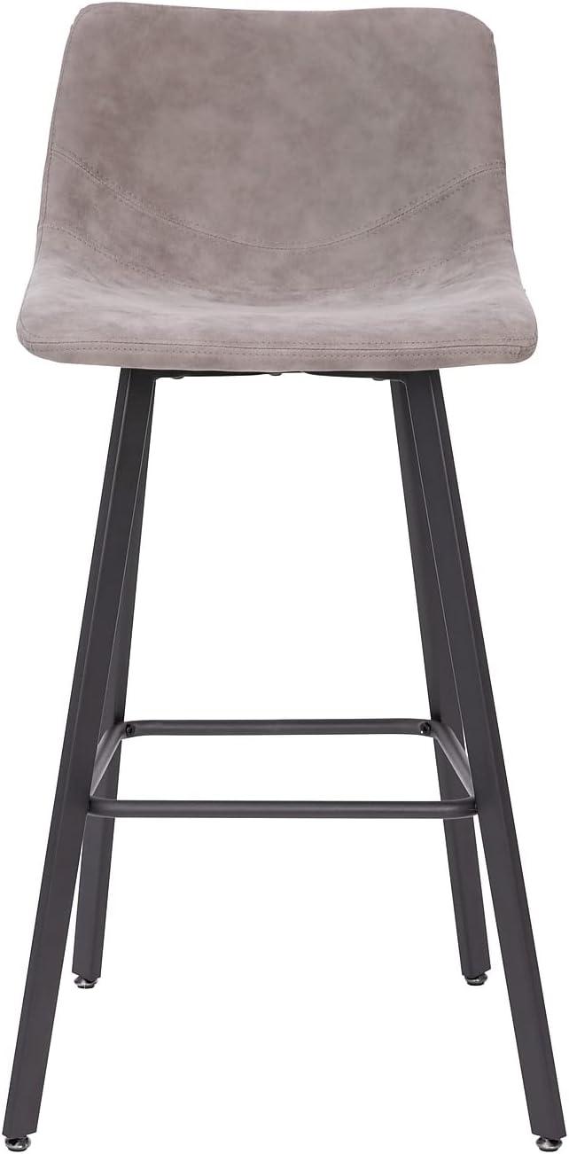 Flash Furniture Set of 2 Commercial Indoor Armless Iron Barstools - Gray LeatherSoft