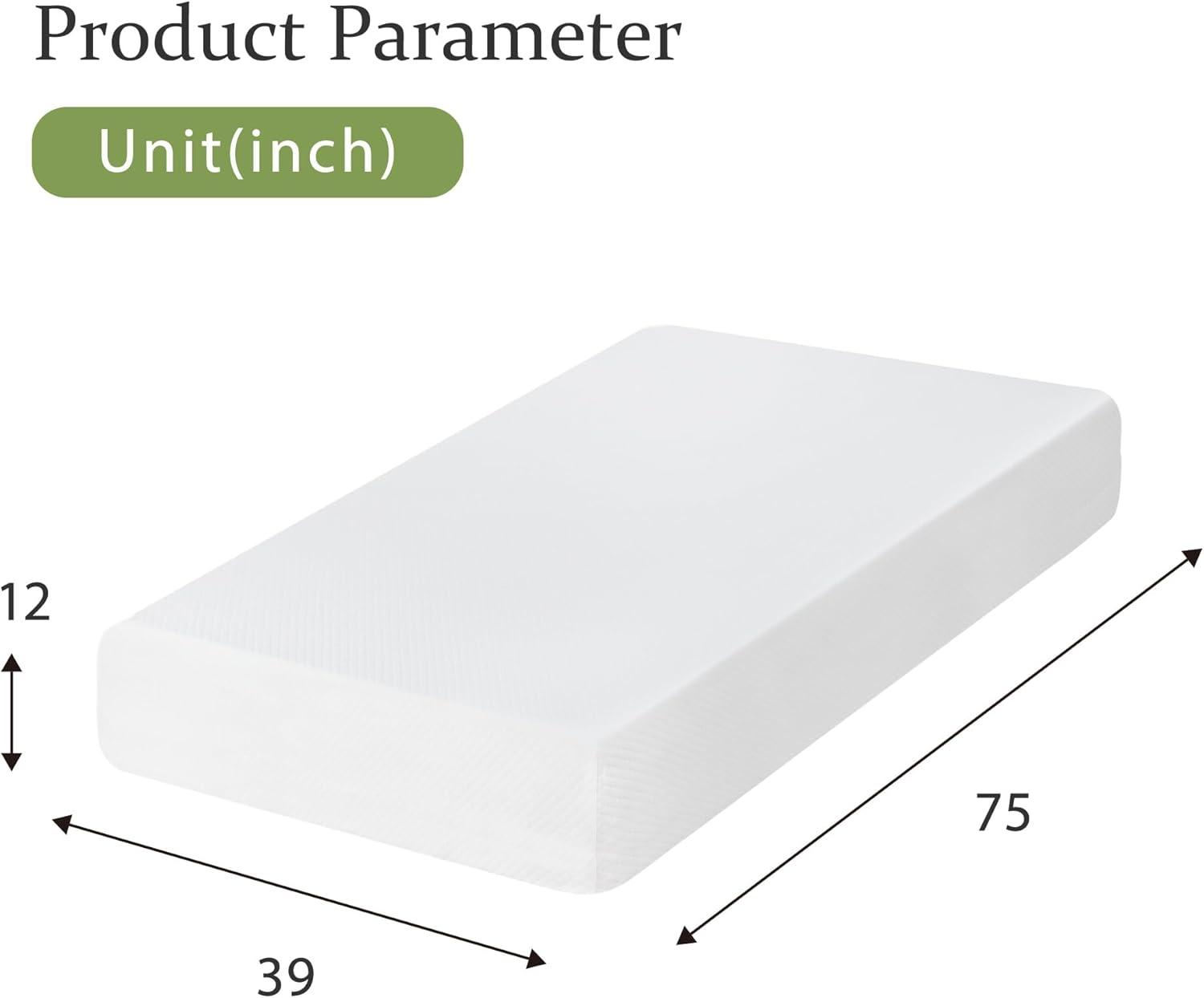 BestMassage 12 Inch Gel Memory Foam Mattress for Cool Sleep & Pressure Relief, Medium Firm Single Twin Mattress for Kids, Bed-in-a-Box, CertiPUR-US Certified,White