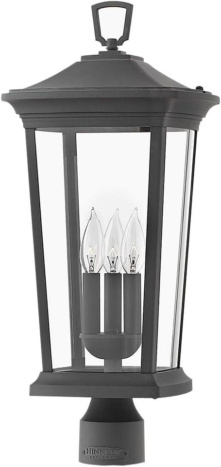 Museum Black Aluminum 3-Light Outdoor Post Lantern with Clear Glass