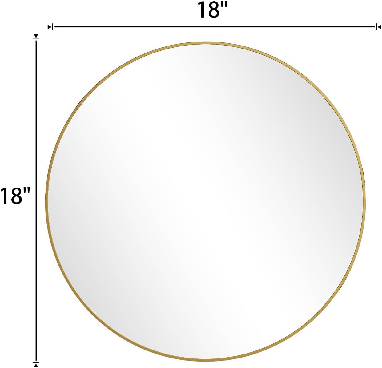 BEAUTYPEAK 18 Inch Round Mirror, Metal Frame Circle Mirror, Wall Mounted for Entryway, Bathroom, Vanity, Living Room, Gold