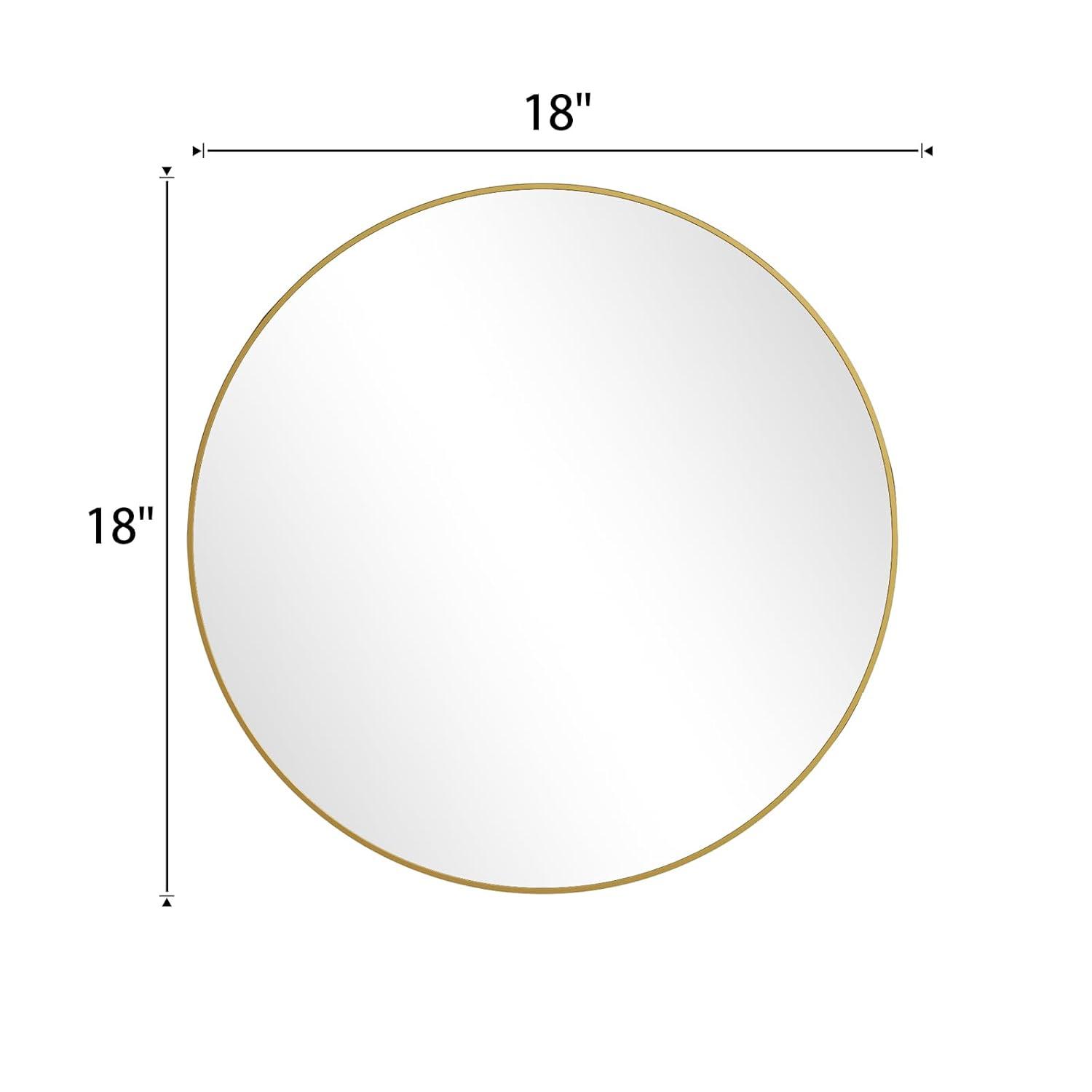 BEAUTYPEAK 18 Inch Round Mirror, Metal Frame Circle Mirror, Wall Mounted for Entryway, Bathroom, Vanity, Living Room, Gold