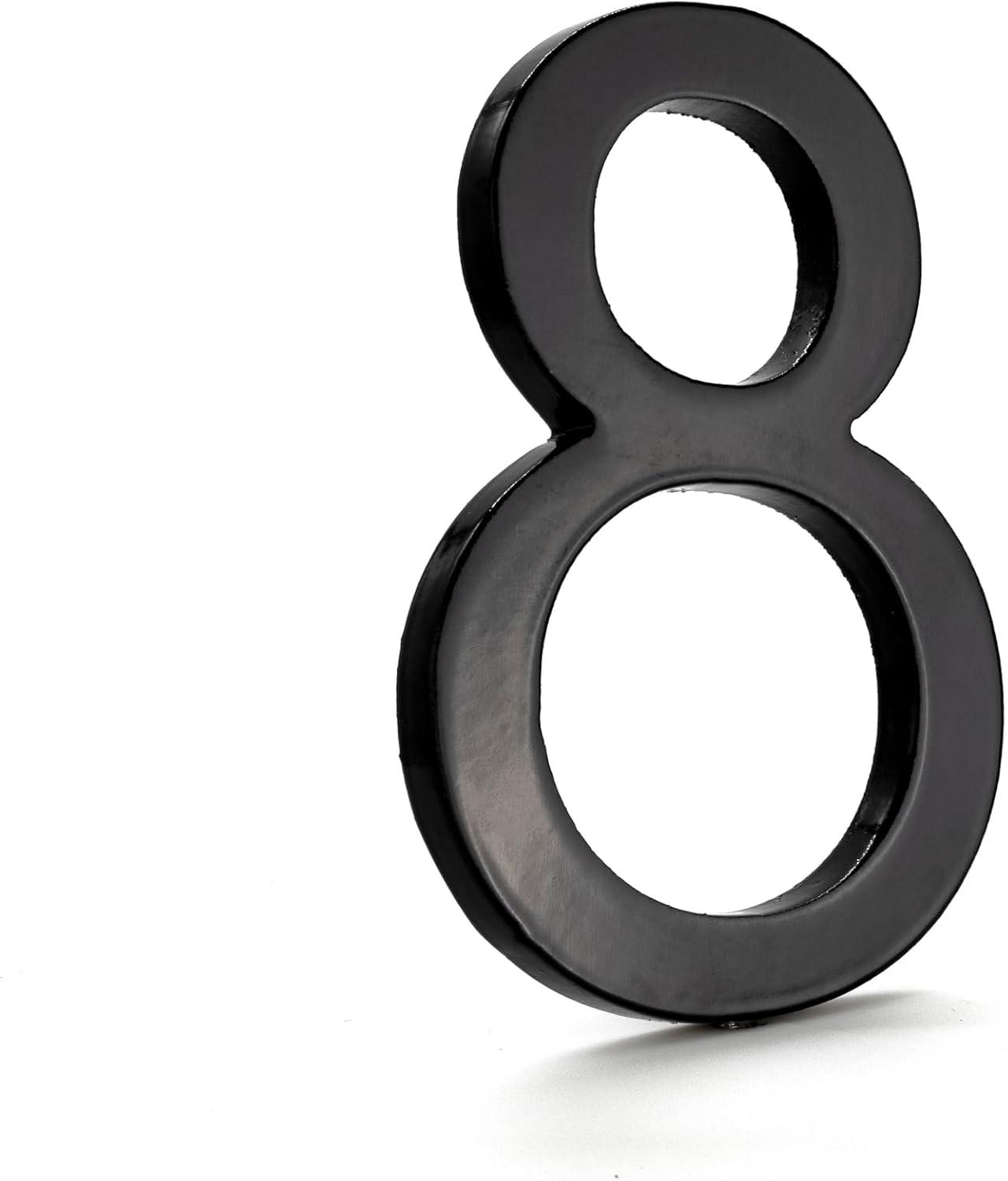 16 Inch Black Aluminum Floating House Number 8