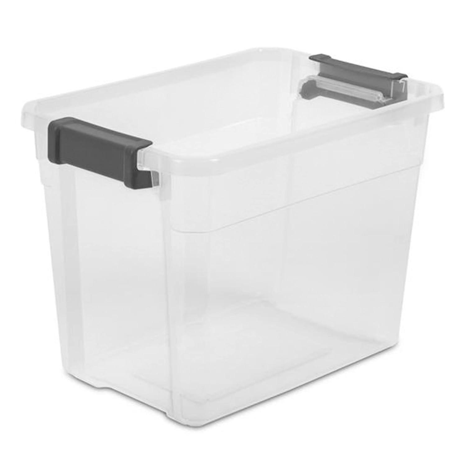 Flat Gray and Clear 30 Quart Stackable Storage Box