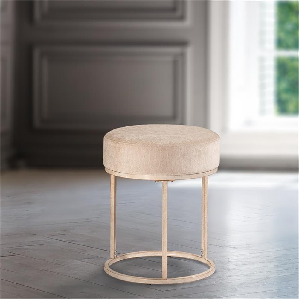 18" Swanson Backless Upholstered Metal Vanity Stool Bone White - Hillsdale Furniture: Round Padded Seat, Modern Design