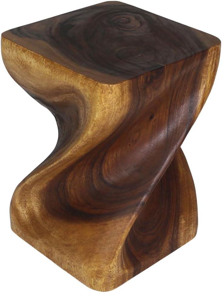 Kammika Import Export Co., Ltd. Haussmann® Big Twist Wood Stool Table 14 in SQ x 20 in H Walnut Oil