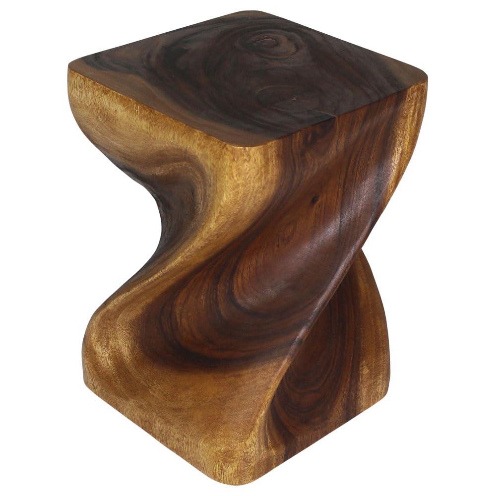 Kammika Import Export Co., Ltd. Haussmann® Big Twist Wood Stool Table 14 in SQ x 20 in H Walnut Oil