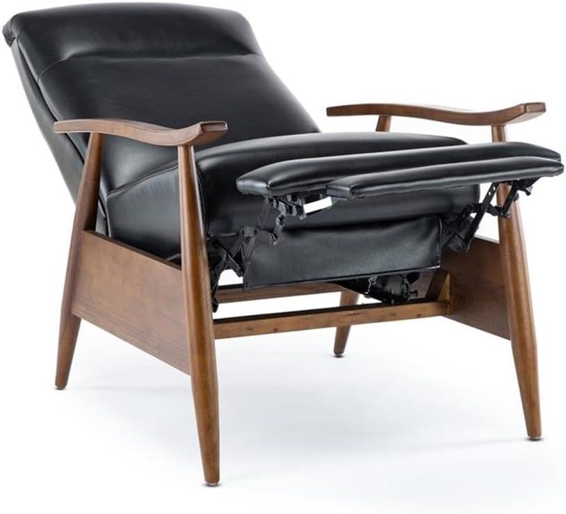 Comfort Pointe Solaris Press-Back Recliner Black: Faux Leather, Wood Legs, 330 lbs Capacity