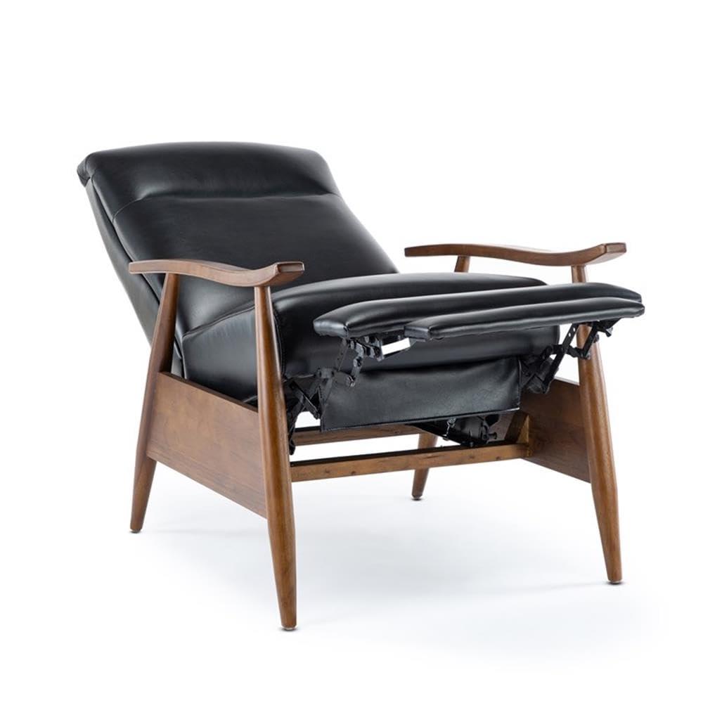 Comfort Pointe Solaris Press-Back Recliner Black: Faux Leather, Wood Legs, 330 lbs Capacity