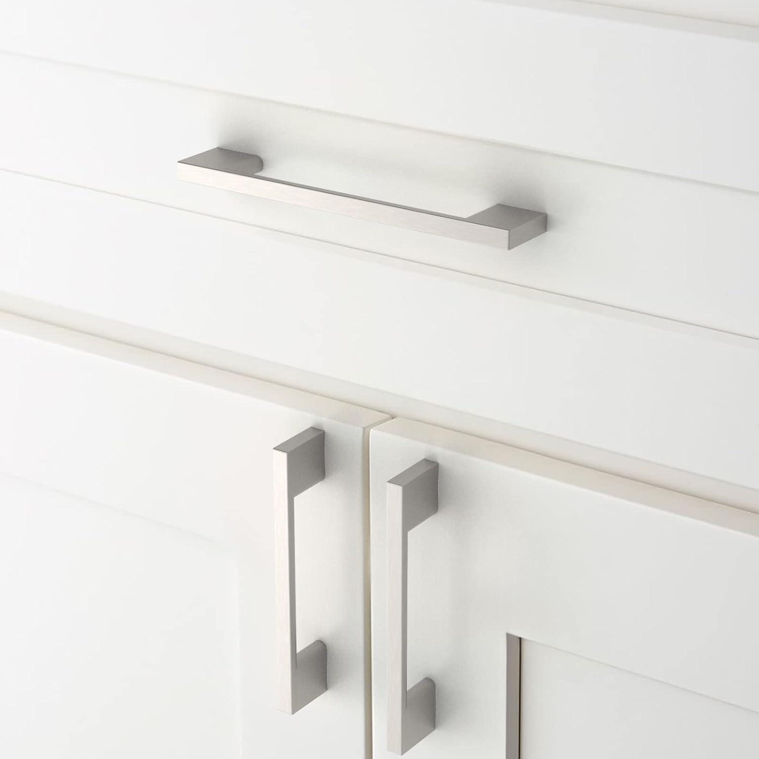 Amerdeco 10 Pack Brushed Satin Nickel Cabinet Pulls - 5 Inch(128MM) Hole Centers Kitchen Handles for Cabinets and Cupboards - ZH0060