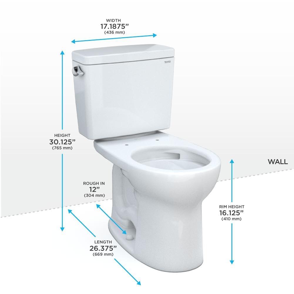 Drake Two Piece Round 1.6 Gpf Universal Height Toilet with Wax Ring