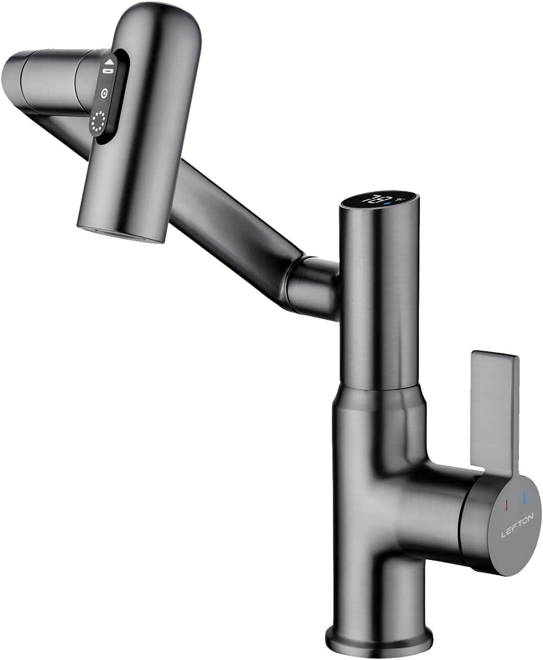 Lefton Rotatable Single Hole Bathroom Faucet with Temperature Display BF2204