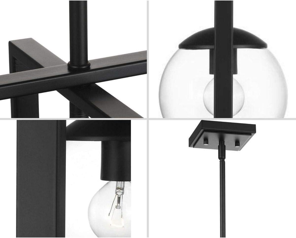 Progress Lighting Atwell 1-Light Pendant, Matte Black, Clear Globe Shade