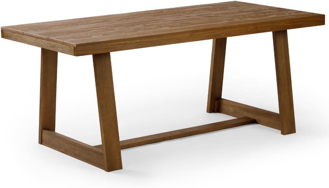 Pecan Wirebrush Solid Pine Wood Dining Table for Six