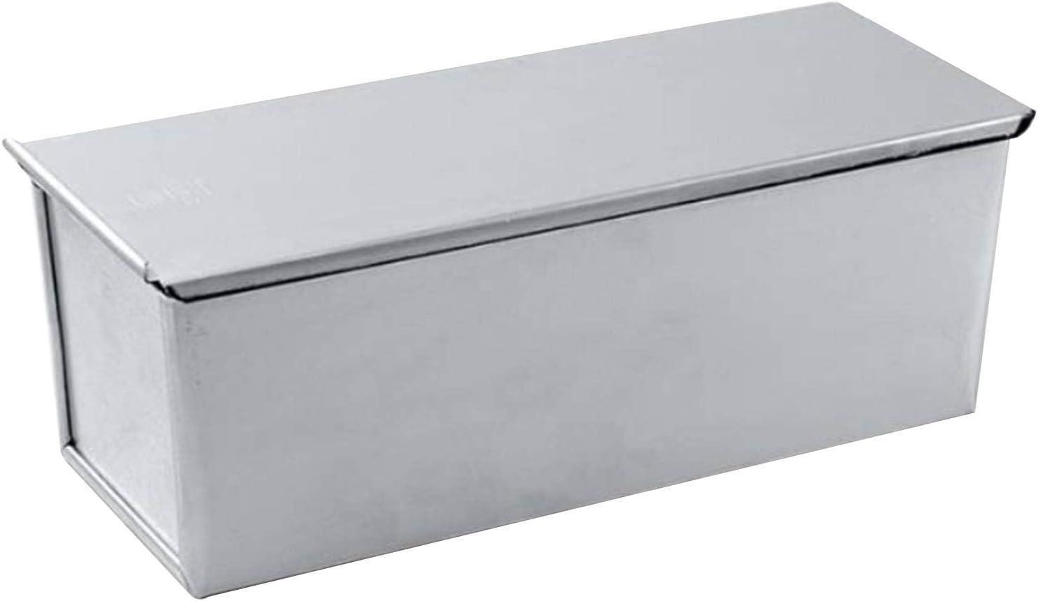 Rectangular Silver Aluminum Non-Stick Loaf Pan with Lid