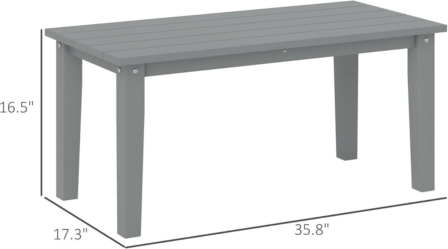 Outsunny HDPE Outdoor Coffee Table, Rectangle All-Weather Patio Coffee Table, Slatted Outdoor Patio Table for Garden, Balcony, Backyard, Gray