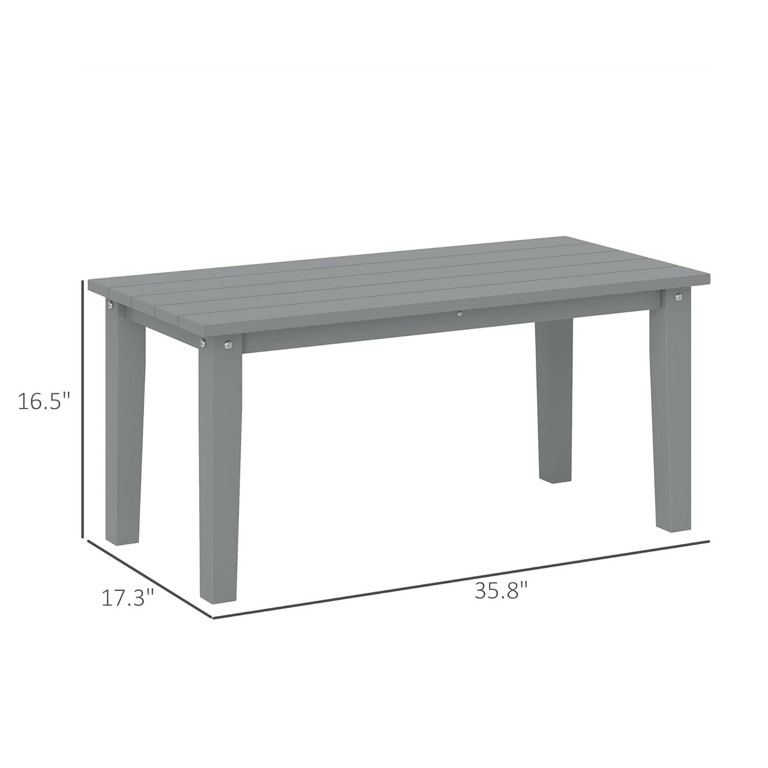 Outsunny HDPE Outdoor Coffee Table, Rectangle All-Weather Patio Coffee Table, Slatted Outdoor Patio Table for Garden, Balcony, Backyard, Gray