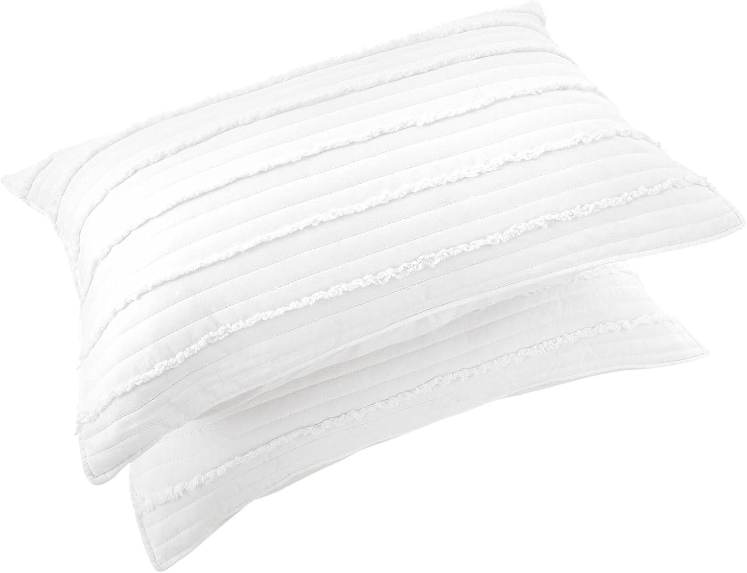 White Microfiber Standard/Queen Pillowcases with Tassels