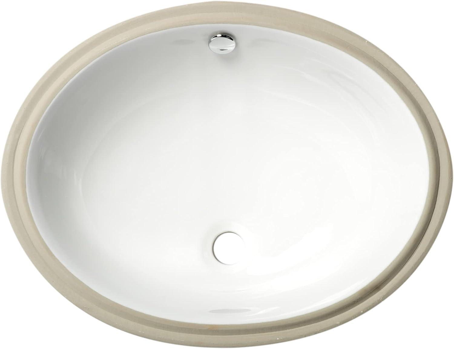 Alfi Brand 16.75'' White Porcelain Oval Bathroom Sink with Overflow