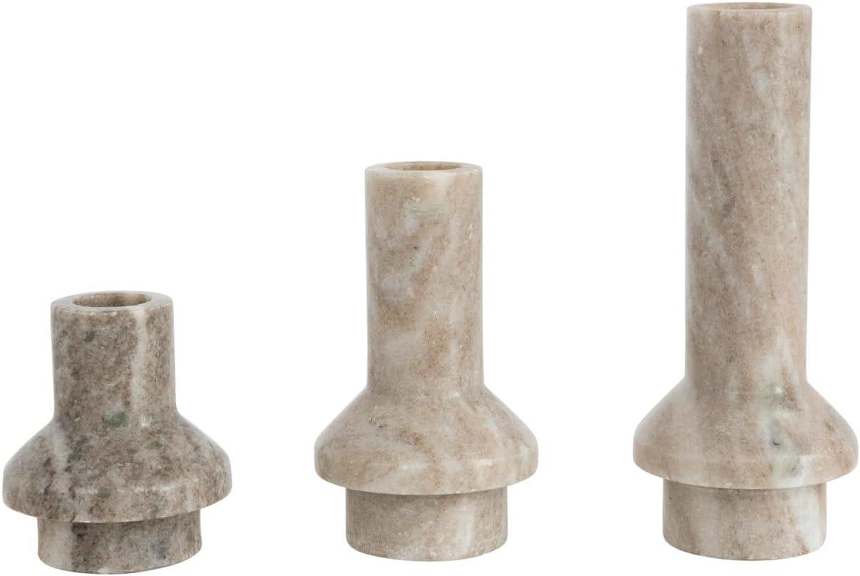 Bloomingville Marble Taper Candle Holder, Beige