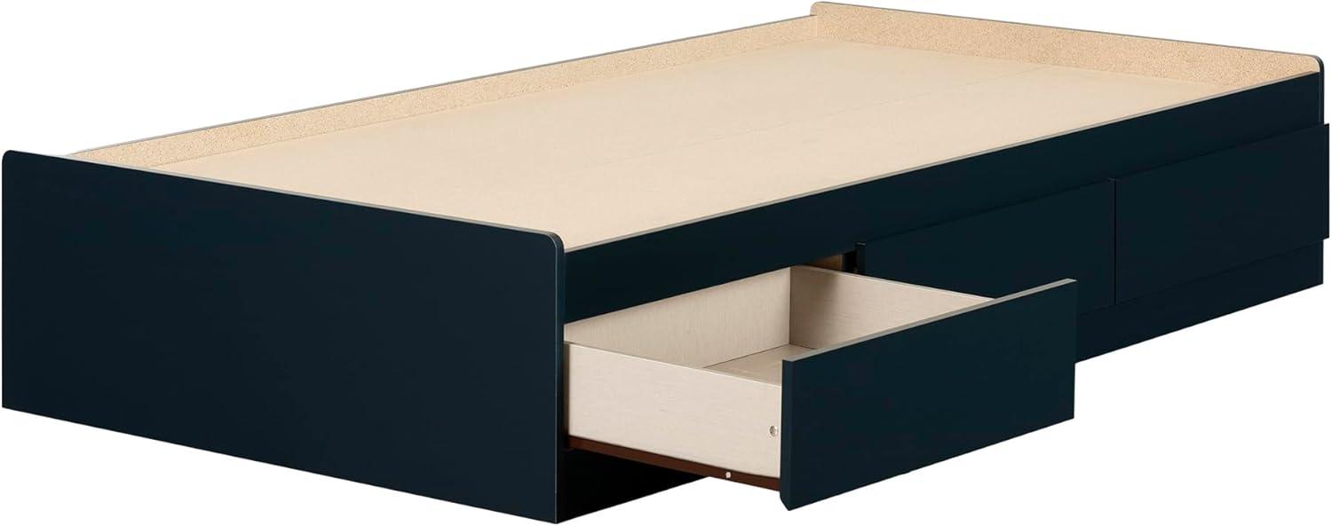 Navy Blue Twin Wood Frame Platform Bed with 3 Drawers