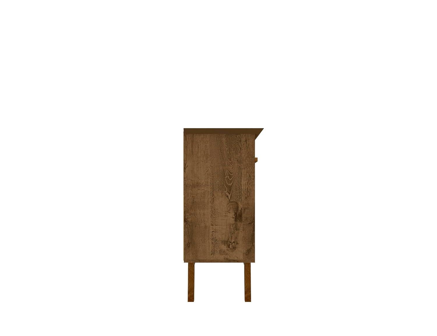 Manhattan Comfort 62.99" Yonkers Sideboard Rustic Brown: Mid-Century Modern, MDF, 4-Door Storage