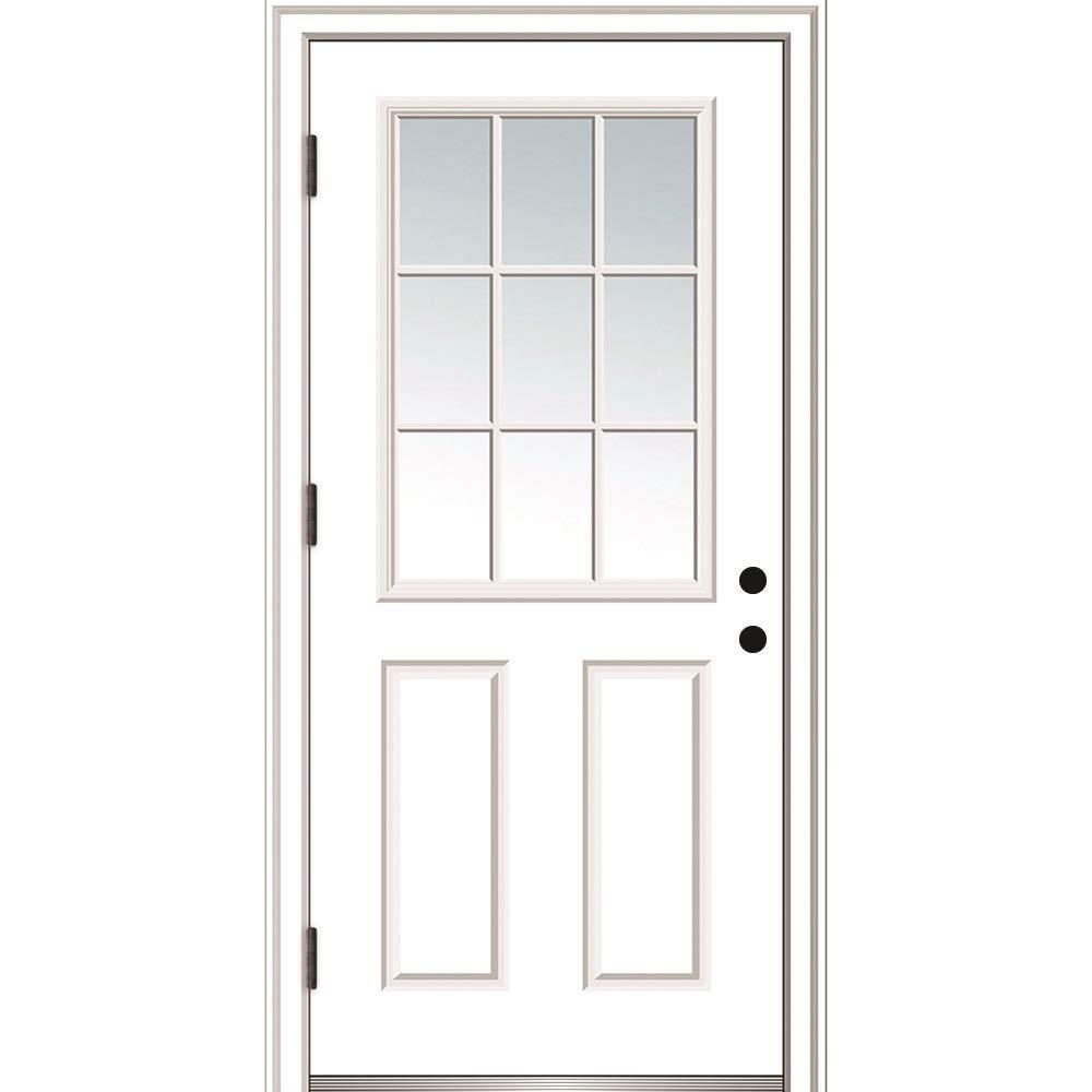 Primed Fiberglass 32" x 80" 9 Lite 2-Panel Prehung Door