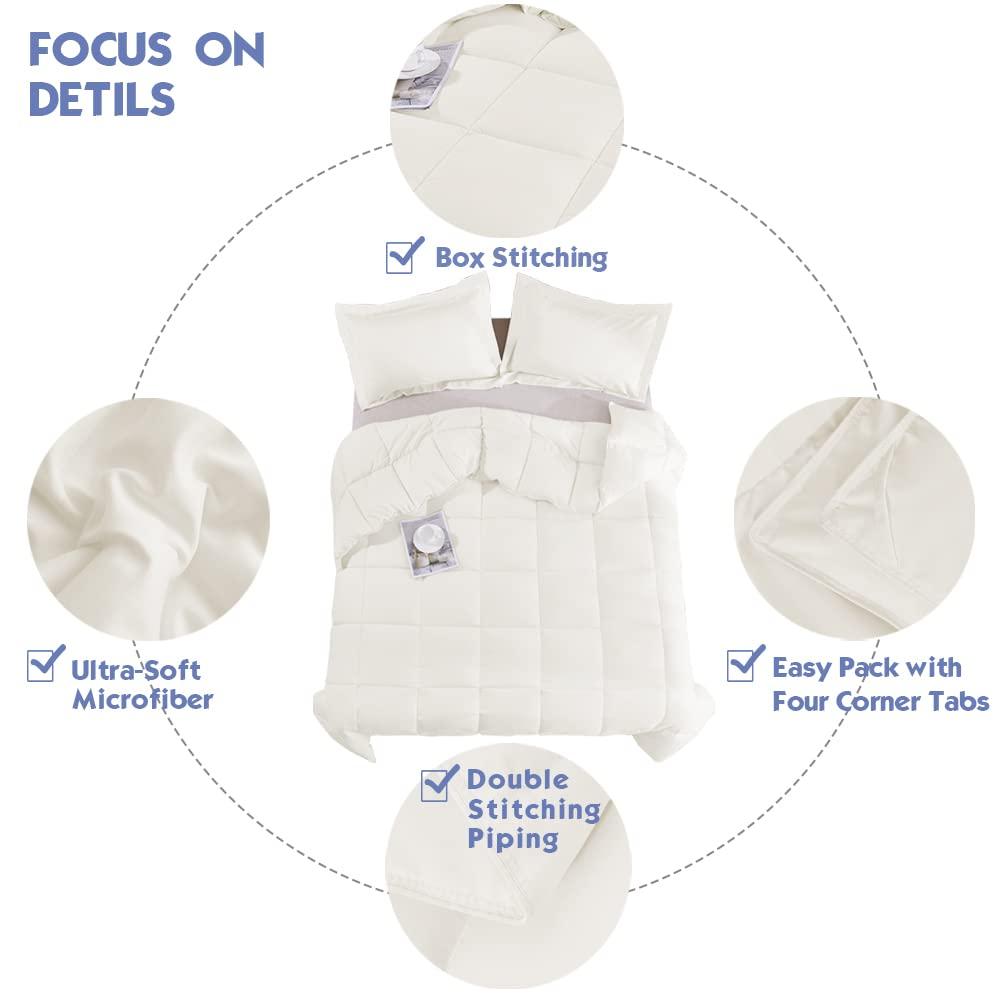 Homechoice International Group 3pc Comforter Set - All Season Reversible Down Alternative Comforter with Two Shams - Breathable, Soft, Fluffy