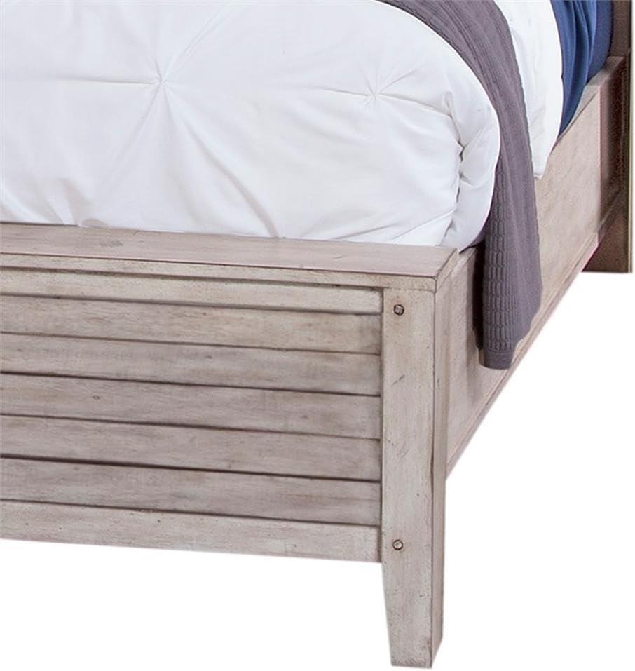 American Woodcrafters Aurora White-washed Wood King Double Panel Bed