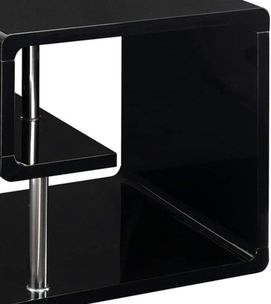 Ninove Contemporary Black Square End Table with Chrome Accents