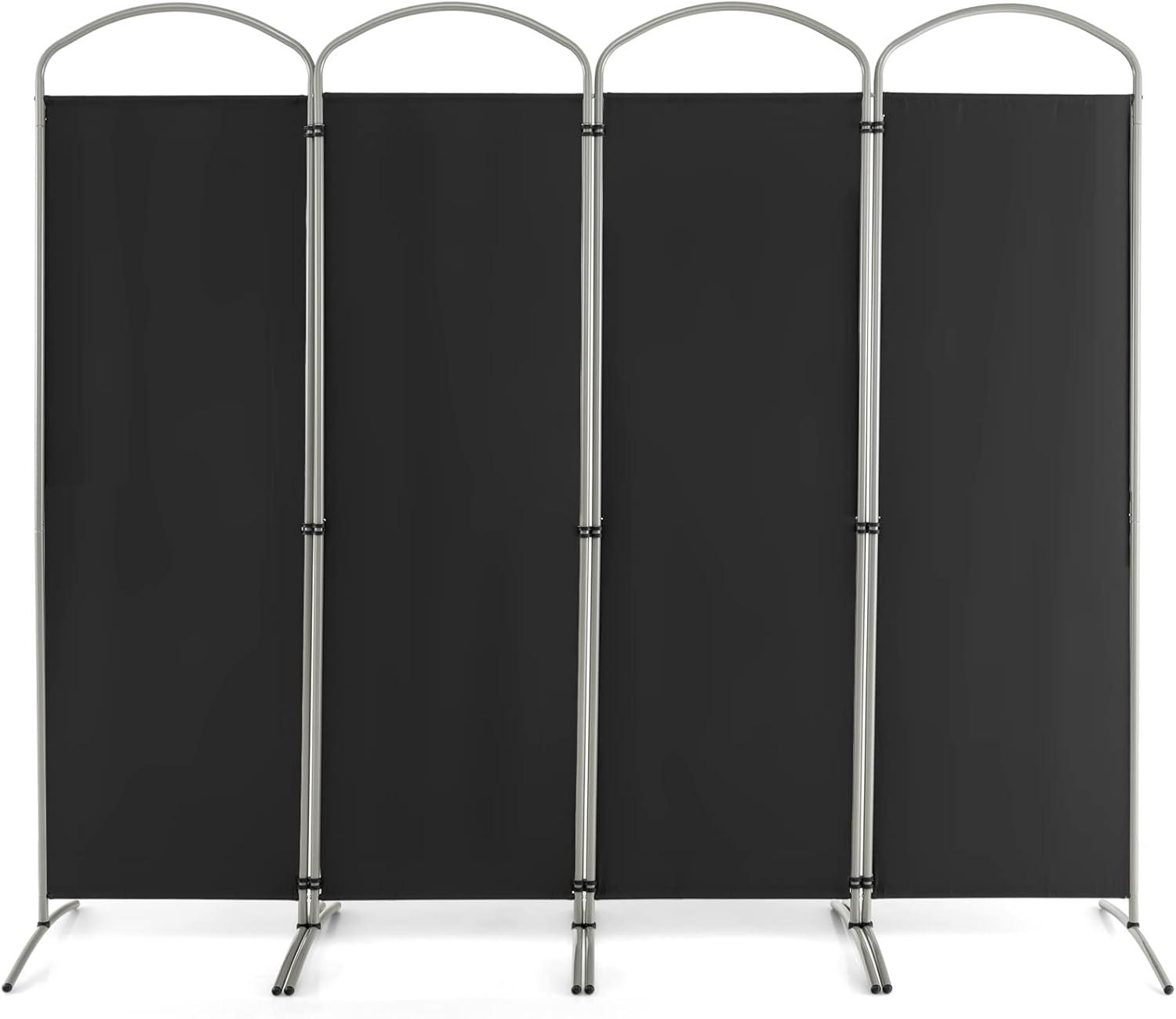 Costway 4 Panels Folding Room Divider 6 Ft Tall Fabric Privacy Screen Black