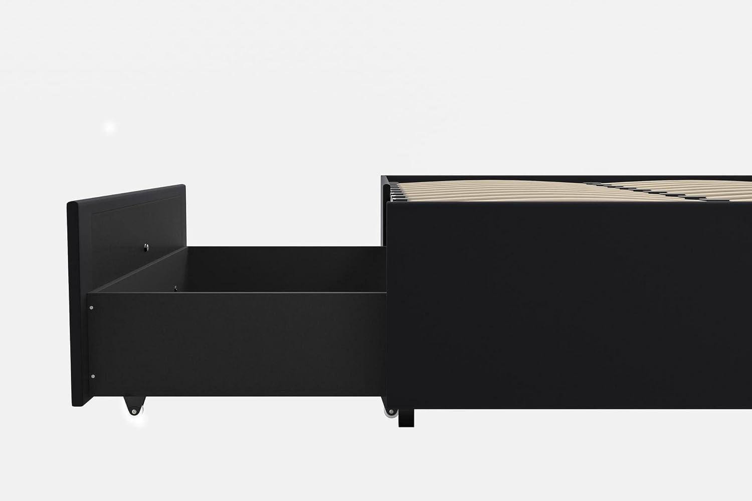 DHP Maven Platform Bed with Storage, Queen, Black Faux Leather