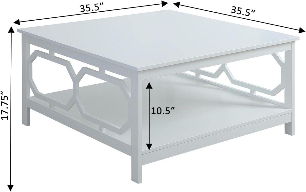 Convenience Concepts Omega Square 36" Coffee Table in White Wood Finish