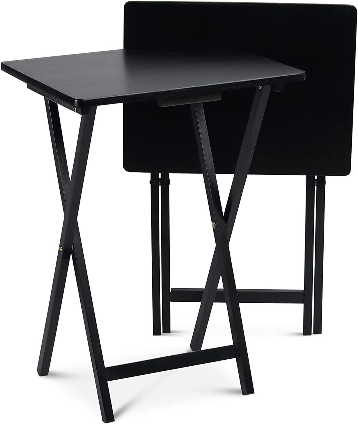PJ Wood 19.09'' Solid Wood Rectangular Portable Folding Table (Set of 2)